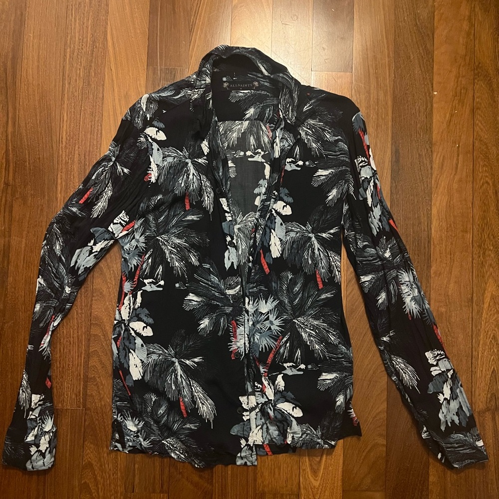 All saints Tropical Button Down Long Sleeve Shirt